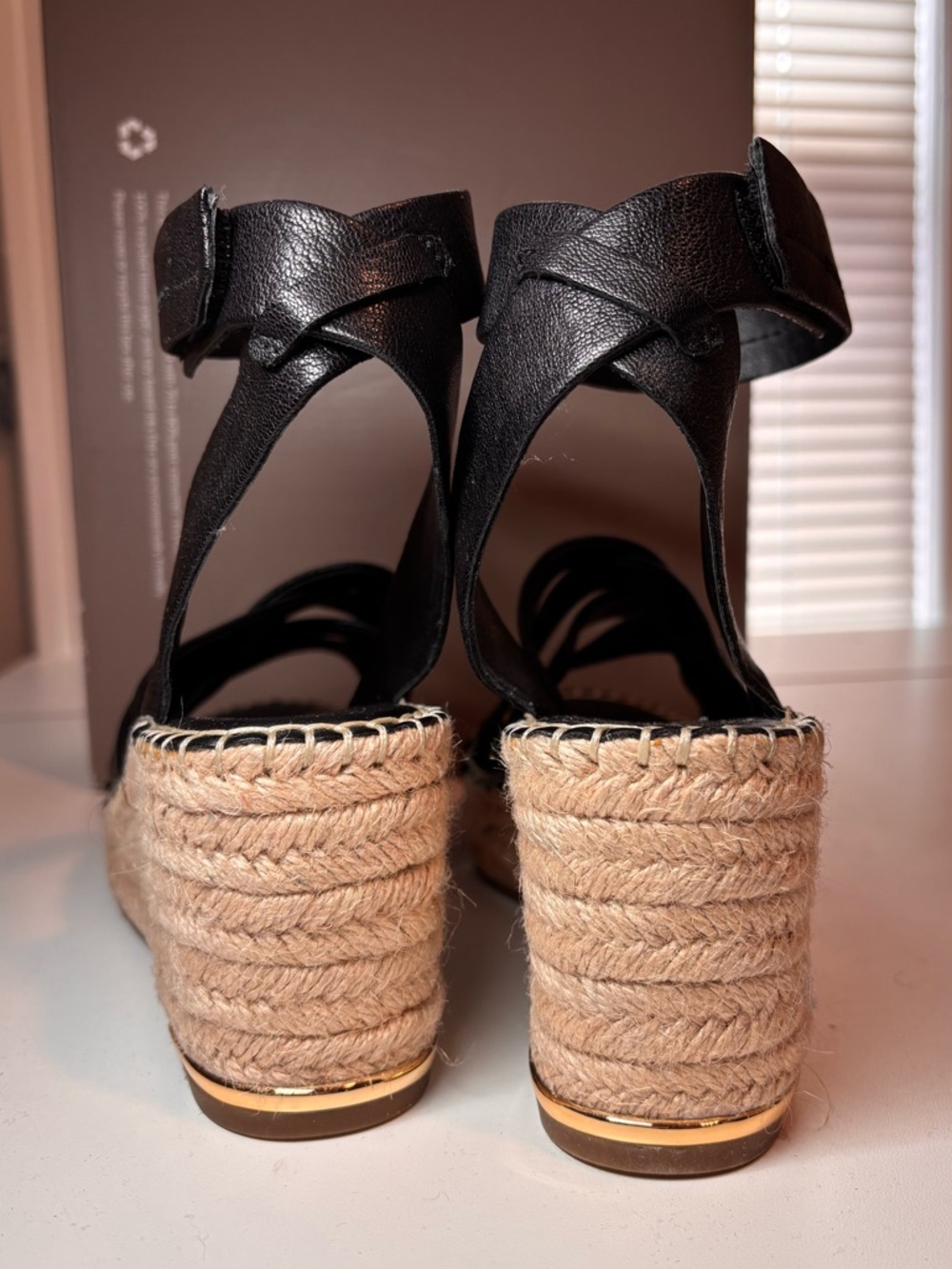 Franco Sarto black leather wedge sandals - Picture 6 of 8
